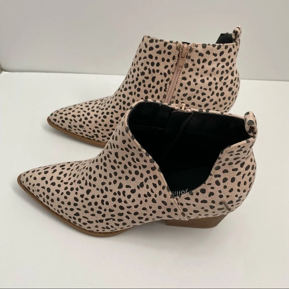 Blush Pink Cheeta Animal Print Ankle Boot Booties - Picture 9 of 15